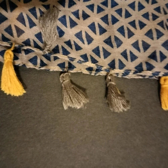 SOUQ Dark blue Mustard Semi Sheer Scarf Multifunctional Rectangle Tassel - Picture 7 of 12